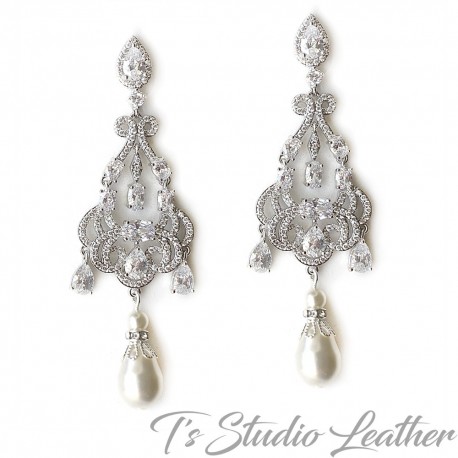 Victorian Pearl Chandelier Bridal Earrings