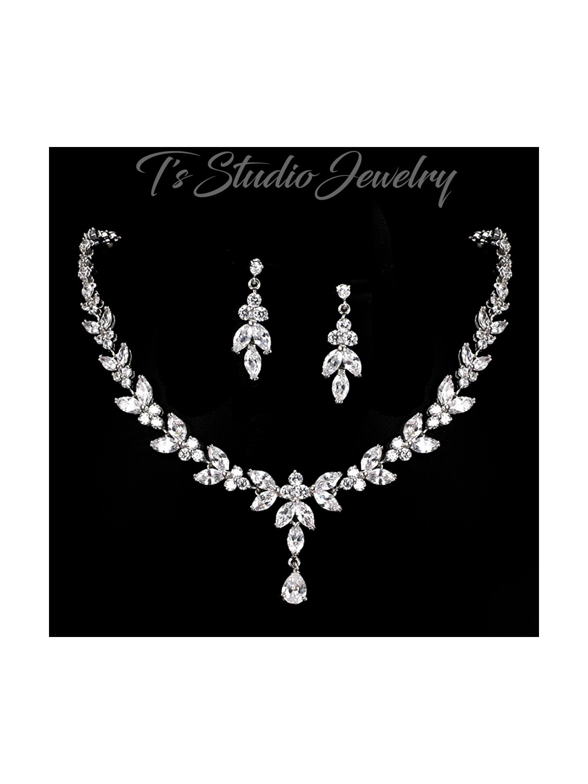 CZ Cubic Zirconia Crystal Bridal Jewelry Set