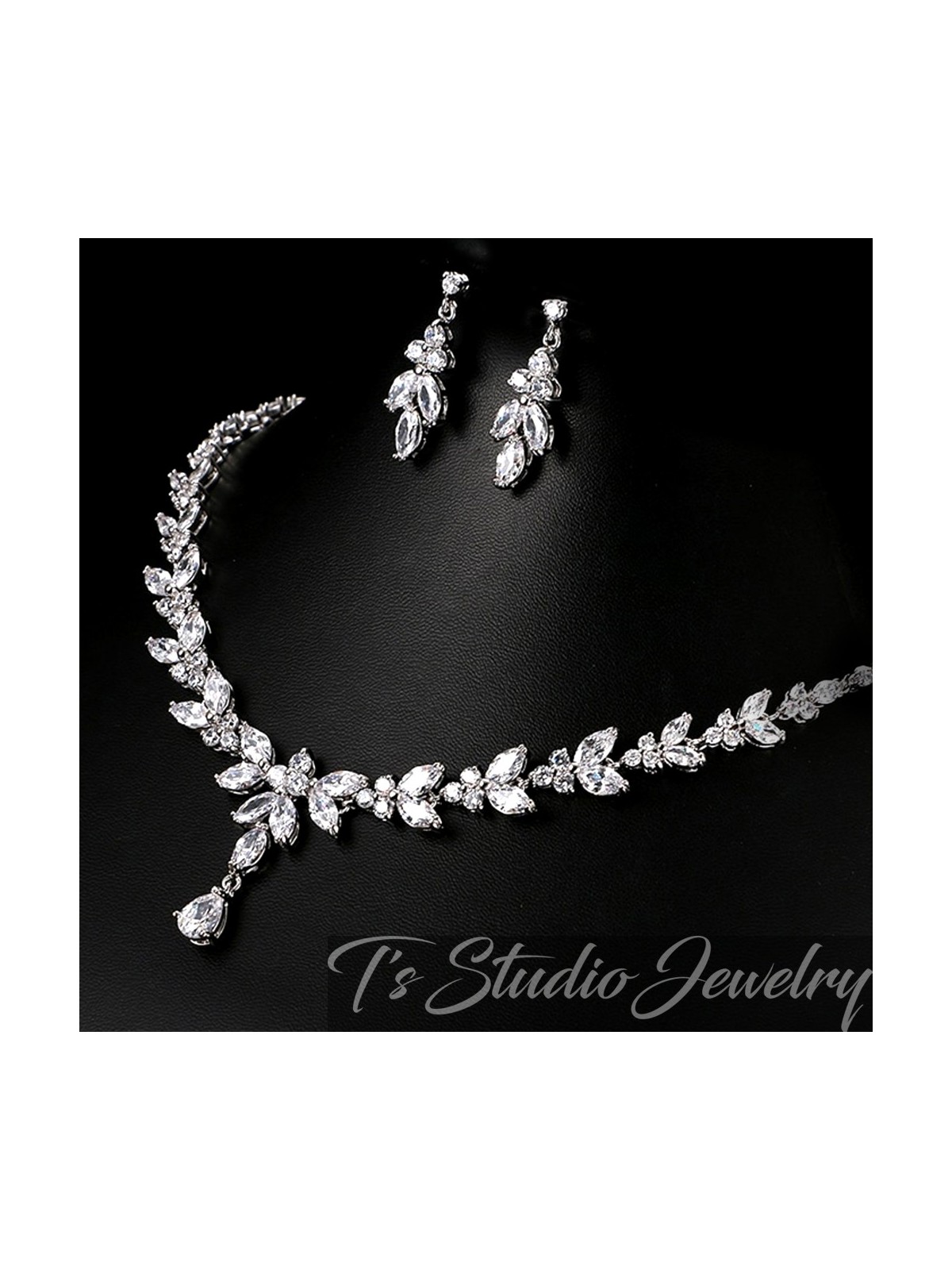 CZ Cubic Zirconia Crystal Bridal Jewelry Set