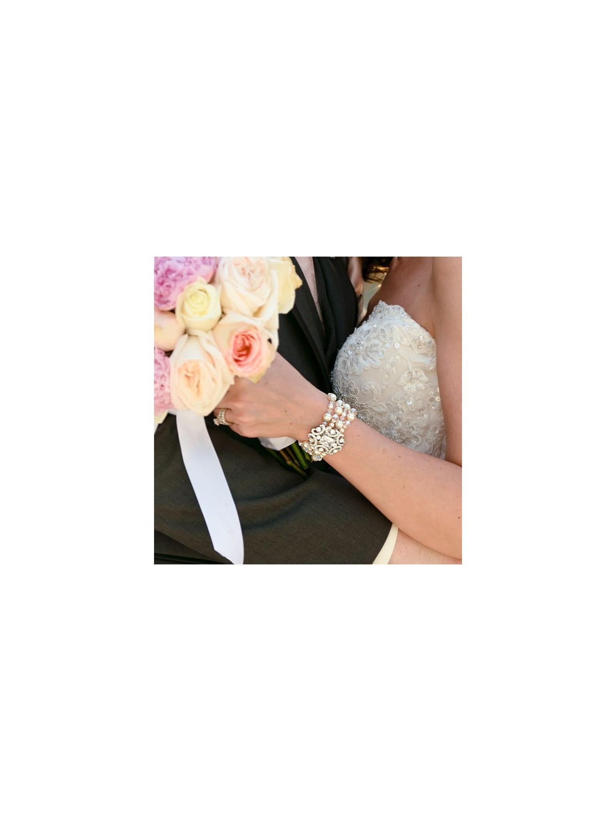 Pearl and Crystal Bridal Bracelet & Earrings Set