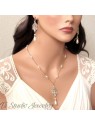 Pearl & Silver Chain Bridal Necklace & Earrings Set Pearl & Silver Chain Bridal Necklace & Earrings Set