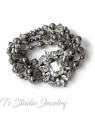 Dark Charcoal Grey Pearl Bridal Bracelet