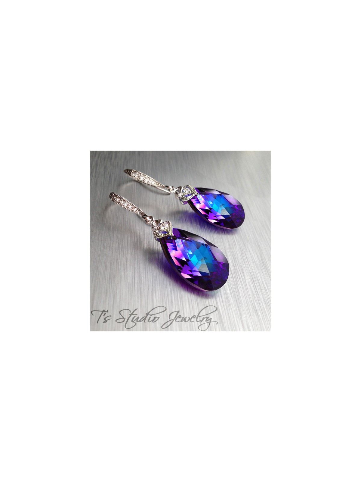 Silver Teardrop Crystal Bridesmaid Earrings