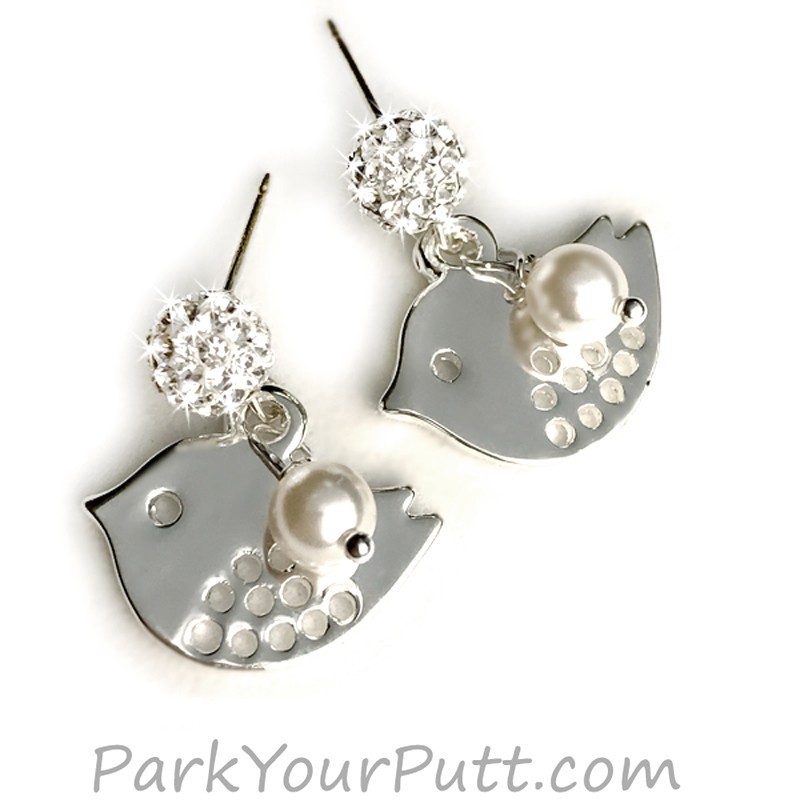 Silver Golf Theme Birdie Earrings