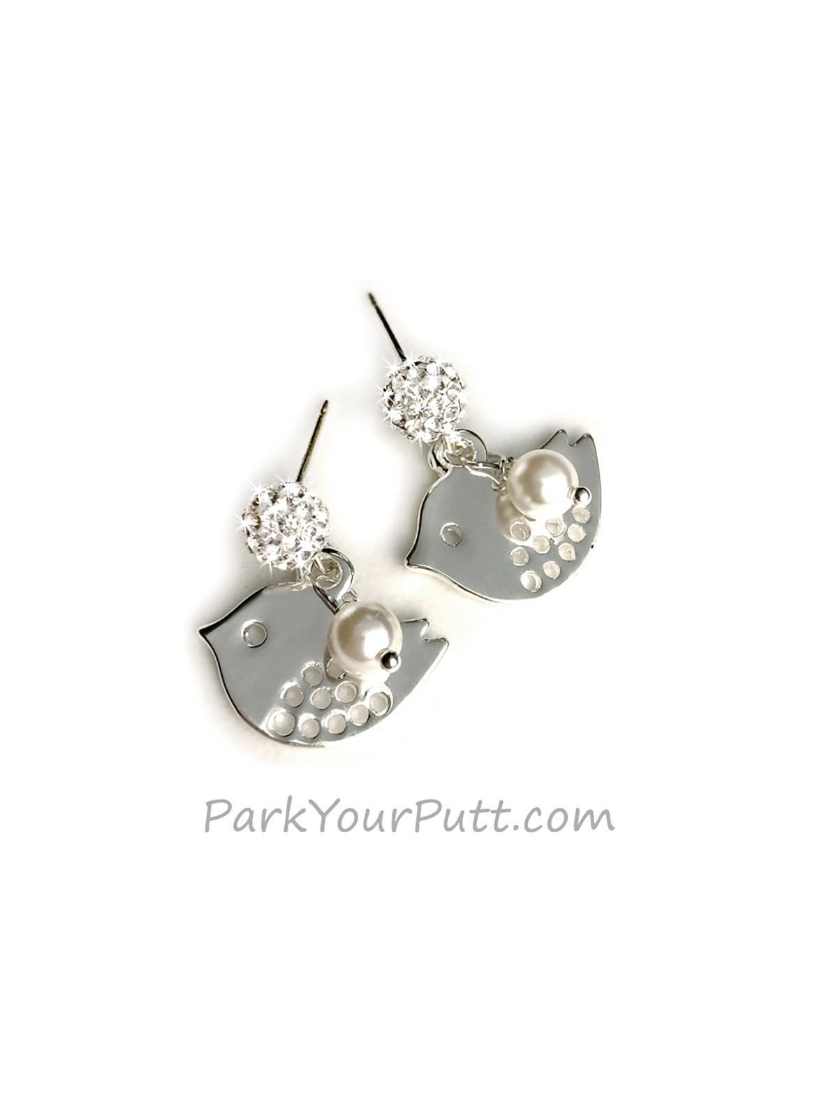 Silver Golf Theme Birdie Earrings