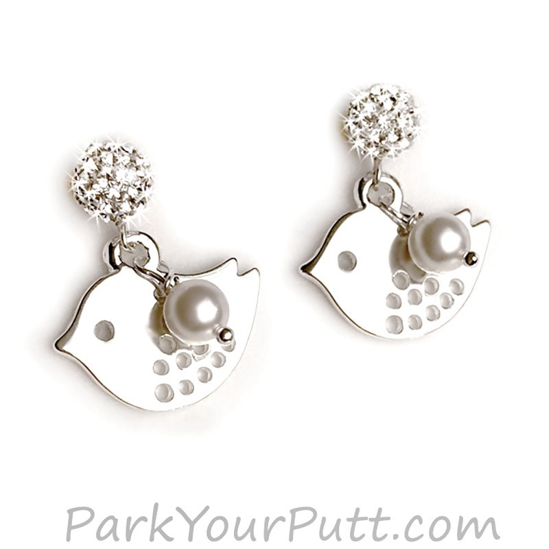 Silver Golf Theme Birdie Earrings