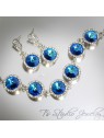 Blue Rivoli Crystal Bridesmaid Bracelet and Earrings Set Blue Rivoli Crystal Bridesmaid Bracelet and Earrings Set