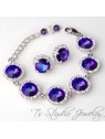 Blue Rivoli Crystal Bridesmaid Bracelet and Earrings Set