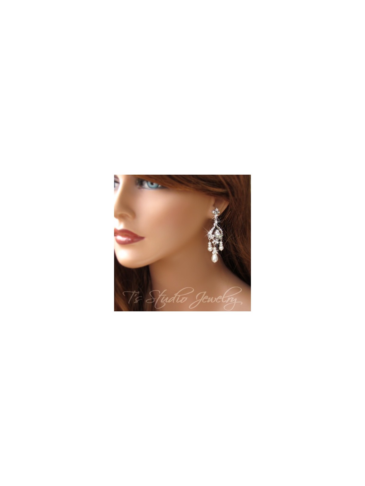 Pearl Bridal Chandelier Earrings