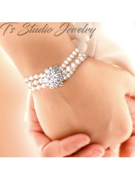 3-Strand Swarovskii Pearl Bracelet