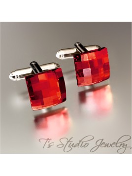 Red Crystal Square Cufflinks
