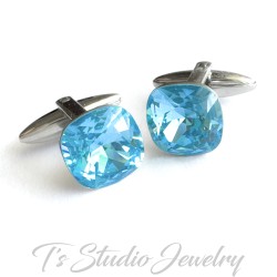 Crystal Clear Cushion Cut Swarovski Crystal Cufflinks