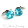 Emerald Green Cushion Cut Swarovski Crystal Cufflinks