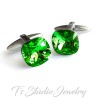 Fern Green Cushion Cut Swarovski Crystal Cufflinks