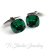 Emerald Green Cushion Cut Swarovski Crystal Cufflinks