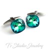 Emerald Green Cushion Cut Swarovski Crystal Cufflinks