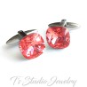 Padparadscha Rose Peach Cushion Cut Crystal Cufflinks