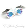 Crystal AB Cushion Cut Swarovski Crystal Cufflinks