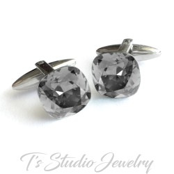Black Diamond Charcoal Grey Swarovski Crystal Cufflinks