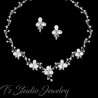 Freshwater Pearl and Cubic Zirconia Crystal Rhinestone Necklace Earrings and Bridal Wedding Jewelry Set