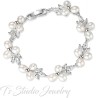 Freshwater Pearl and Cubic Zirconia Crystal Rhinestone Bridal Bracelet, Wedding Jewelry for Bride, Bridesmaid, Mother of Bride