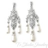 Romantic Vintage Style Rhinestone Crystal and Pearl Chandelier Bridal Earrings - White or Ivory Swarovski Pearl Wedding Jewelry