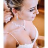 Something Blue Swarovski Crystal and Cubic Zirconia Bridal Wedding Necklace and Earring Set - Peacock Aqua Teal Jewelry Set