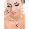 Something Blue Swarovski Crystal and Cubic Zirconia Bridal Wedding Necklace and Earring Set - Peacock Aqua Teal Jewelry Set