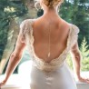 Pearl Back Drop Bridal Necklace & Earrings Wedding Jewelry Set with CZ crystals
