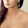 Pearl Back Drop Bridal Necklace & Earrings Wedding Jewelry Set with CZ crystals