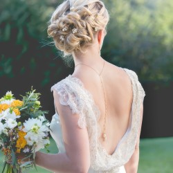 Pearl Back Drop Bridal Necklace & Earrings Wedding Jewelry Set with CZ crystals