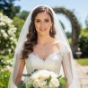 Teardrop Pearl Cubic Zirconia Bridal Necklace Earrings Wedding Jewelry Set - Silver or Gold