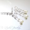 Teardrop Pearl Cubic Zirconia Bridal Necklace Earrings Wedding Jewelry Set - Silver or Gold