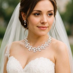 Pearl and Crystal Bridal Wedding Jewelry Necklace Earrings Set