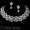Pearl and Crystal Bridal Wedding Jewelry Necklace Earrings Set
