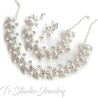 Pearl & Crystal Bridal Wedding Jewelry Necklace Bracelet Earrings Set