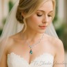 Backdrop Bridal Wedding Necklace Earring Set Something Blue Jewelry