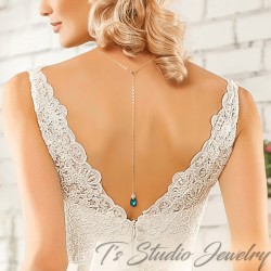 Backdrop Bridal Wedding Necklace Earring Set Something Blue Jewelry