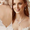 Backdrop Style Pearl Bridal Wedding Necklace and Earring Jewelry Set