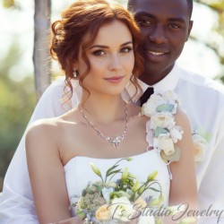 Freshwater Pearl Cubic Zirconia Necklace Earrings Bridal Jewelry Set