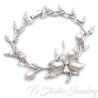 Freshwater Pearl CZ Necklace, Bracelet and Earrings Bridal Jewelry Set