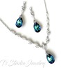 Backdrop Bridal Wedding Necklace Earring Set Something Blue Jewelry
