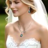 Backdrop Bridal Wedding Necklace Earring Set Something Blue Jewelry