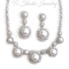 Pearl and CZ Crystal Bridal Necklace, Bracelet and Earrings Set
