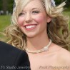 3-Strand Pearl Bridal Necklace with Offset Crystal Flower and Earrings
