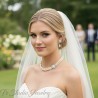 3-Strand Pearl Bridal Necklace with Offset Crystal Flower and Earrings