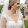 3-Strand Pearl Bridal Necklace with CZ Crystal Flower and Earrings