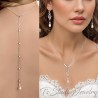 Back drop Pearl and Cubic Zirconia Bridal Wedding Necklace Earring Set