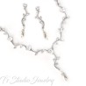 Bridal pave vine leaf cubic zirconia crystal necklace earrings set