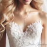 Bridal pave vine leaf cubic zirconia crystal necklace earrings set